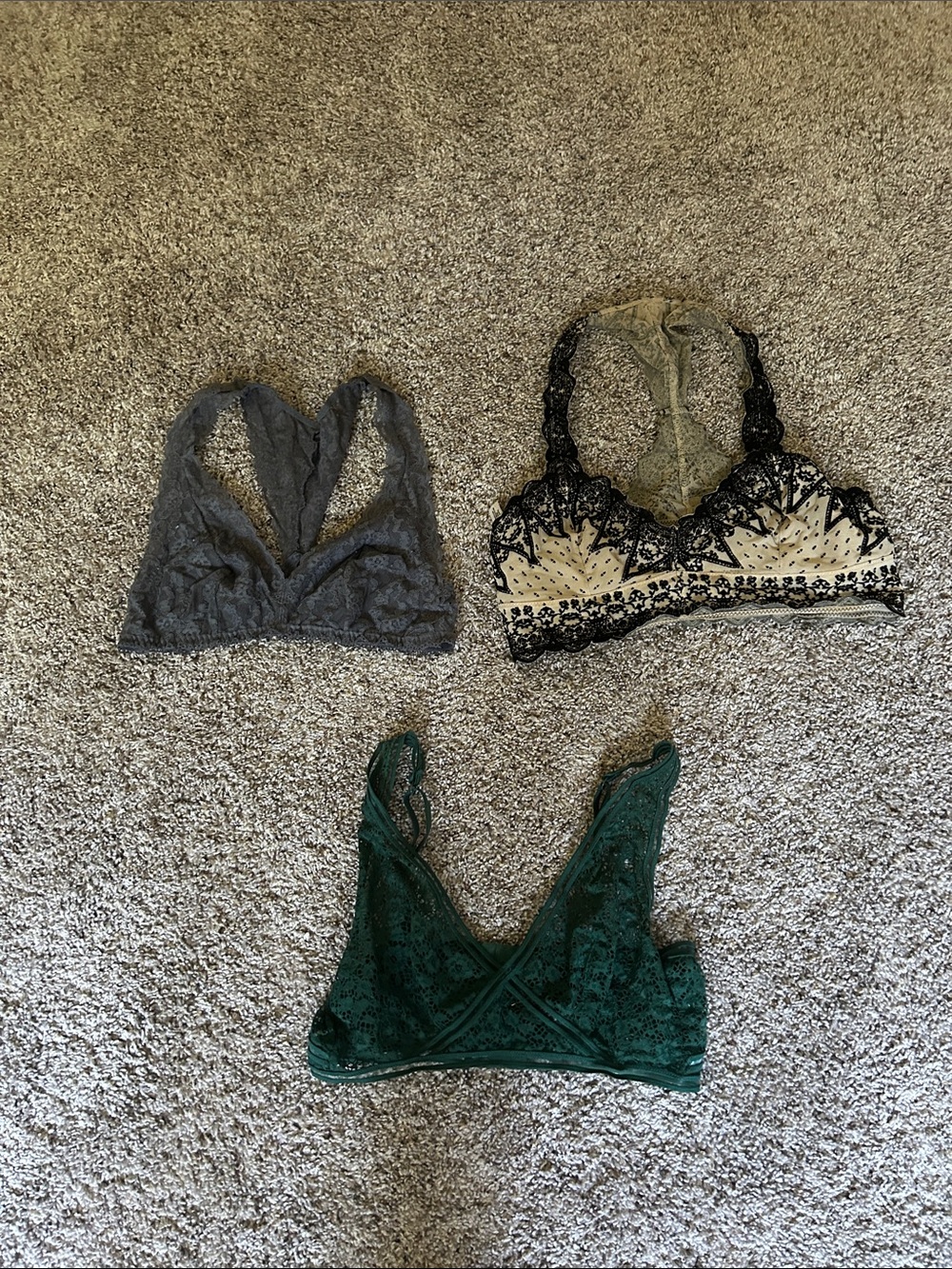 Bundle Victoria’s Secret Free People Lace Bralette - Gray, Green, Tan black